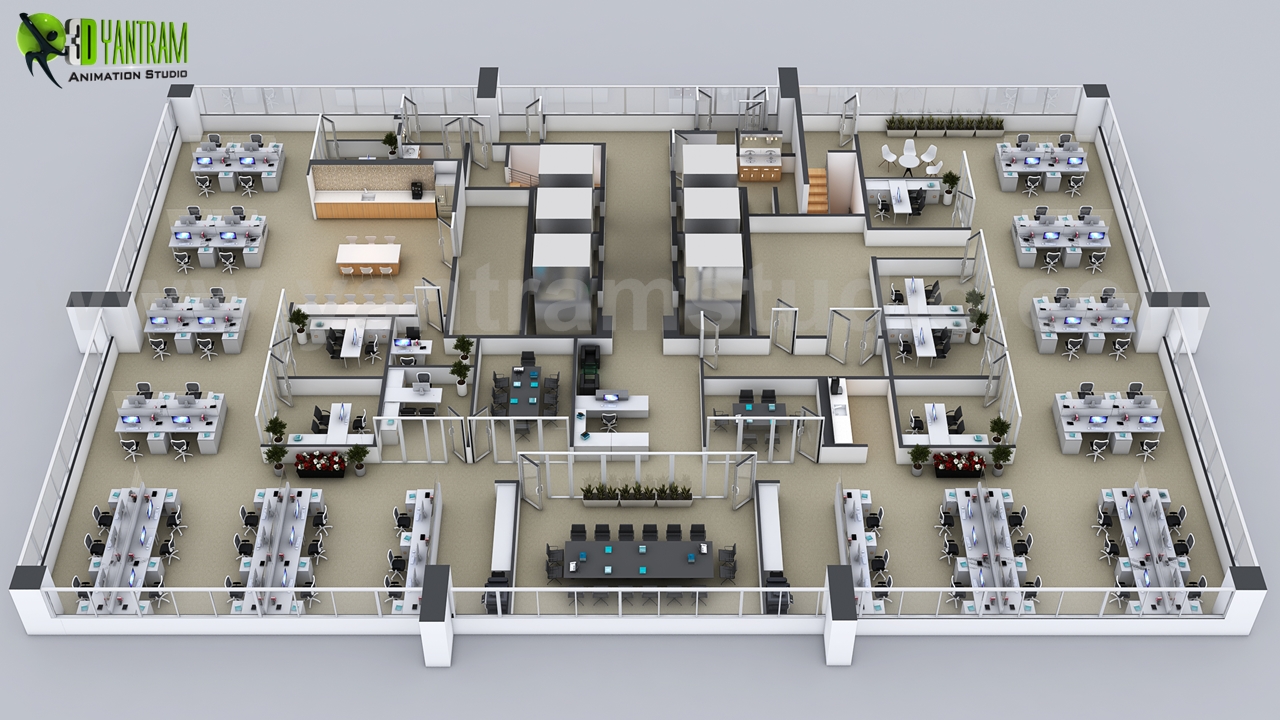 Commercial 3D Floor Plans of the Sets for The Office in