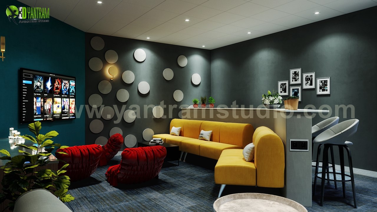 Luxury Modern Media Room 3d Interior Modeling Design By