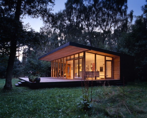 Modern forest cabin in Zealand Island