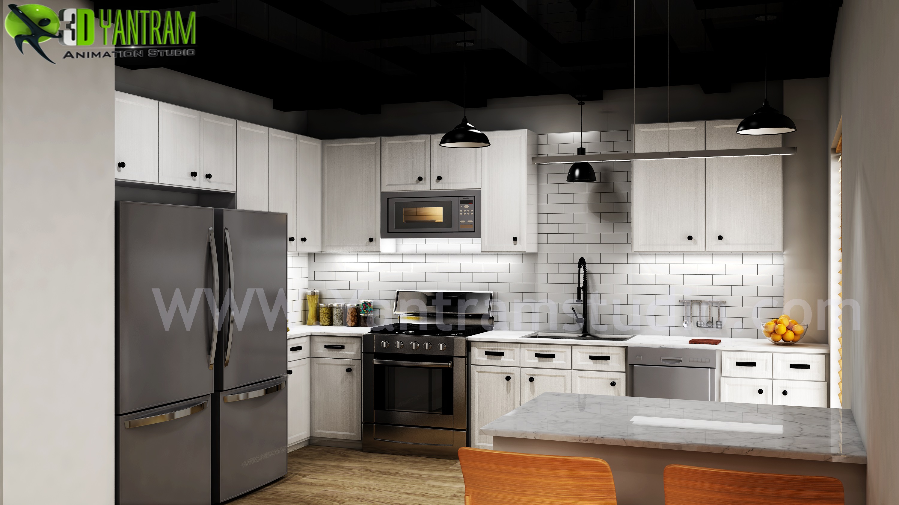 Modern Small Kitchen Design Ideas by Yantram 3d Interior ...