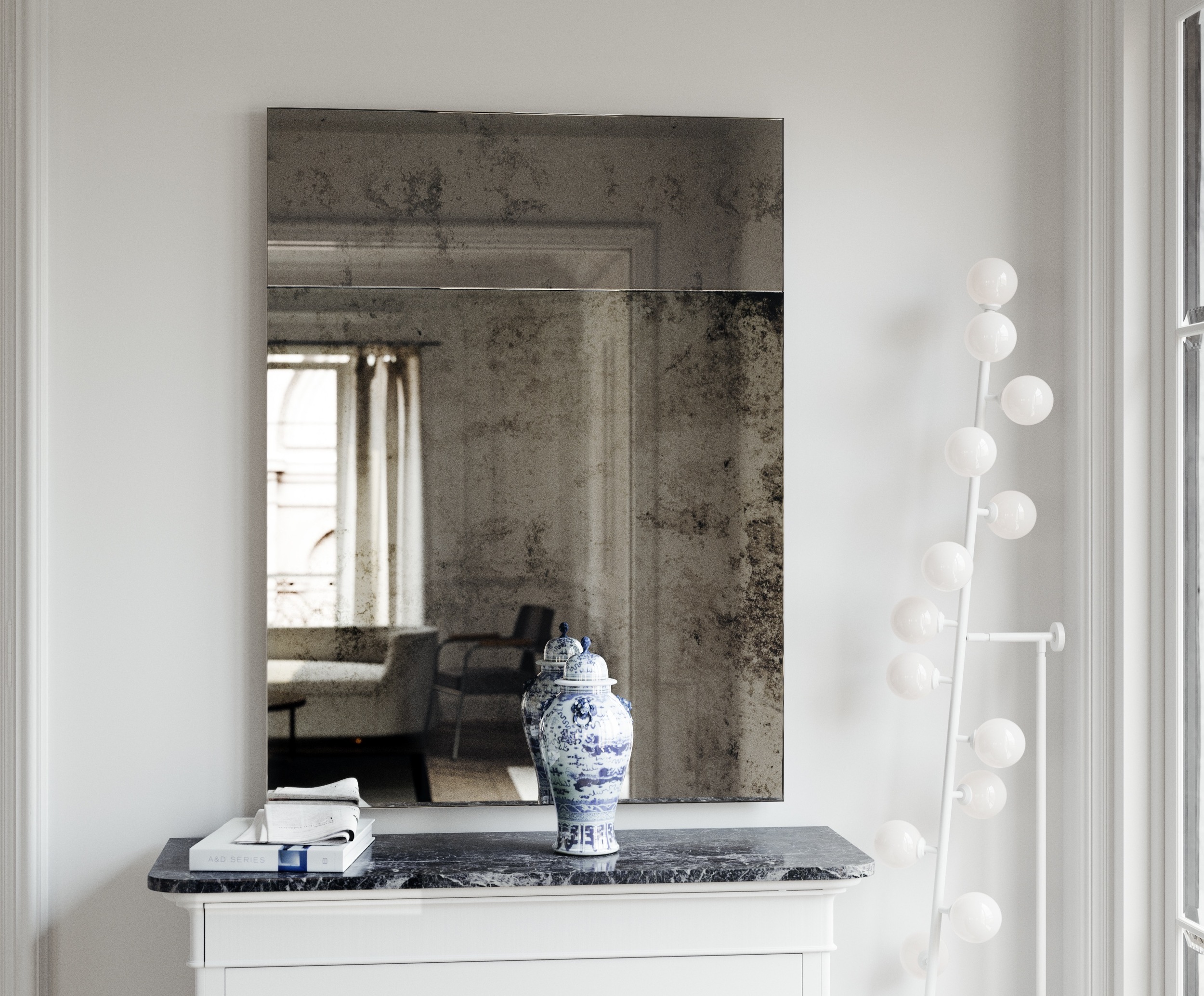 Trumeau Wall Mirror Antiqued In The Classic